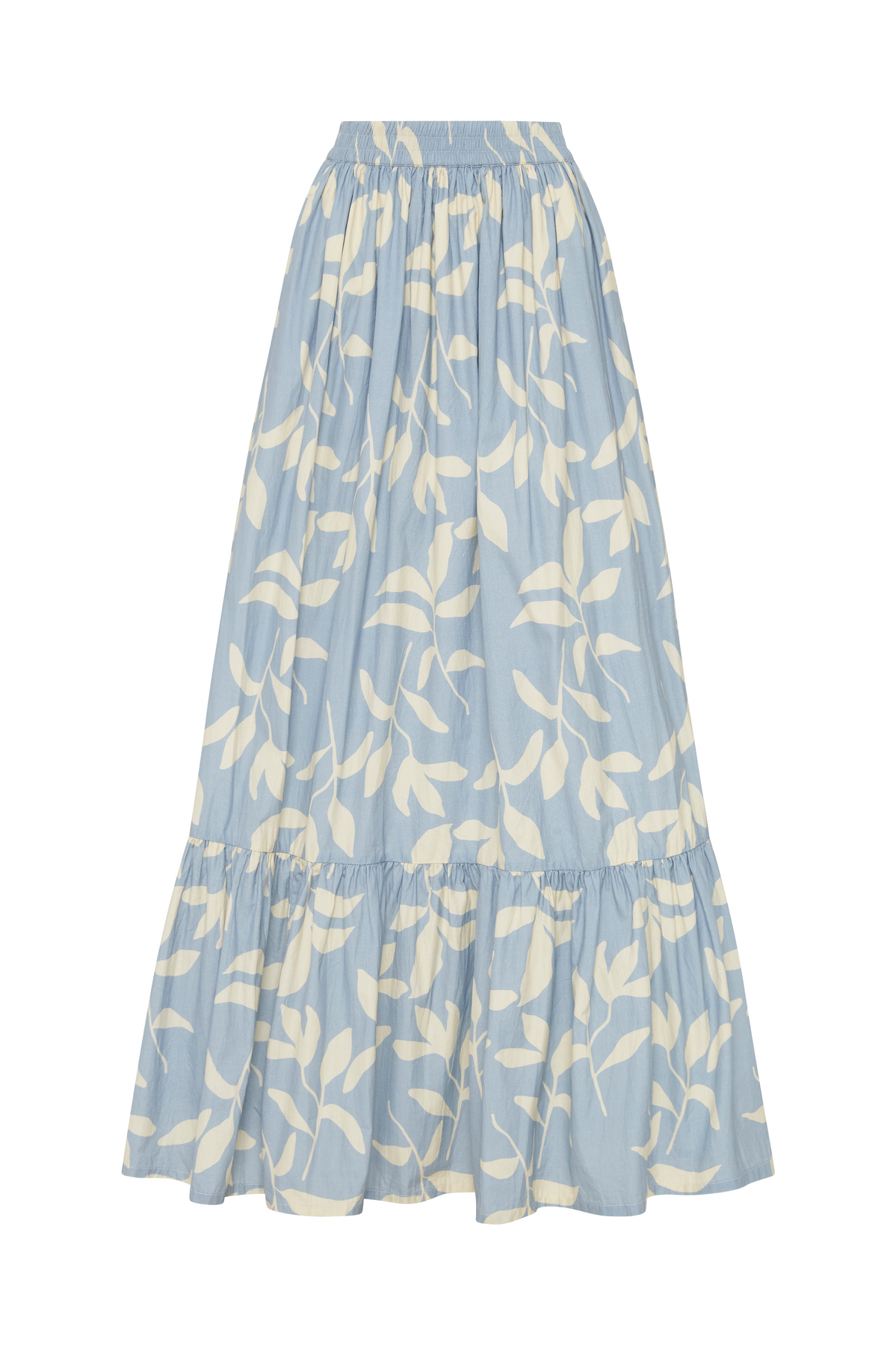 Palm Noosa Eves Leaves Blue Audrey Midi Skirt