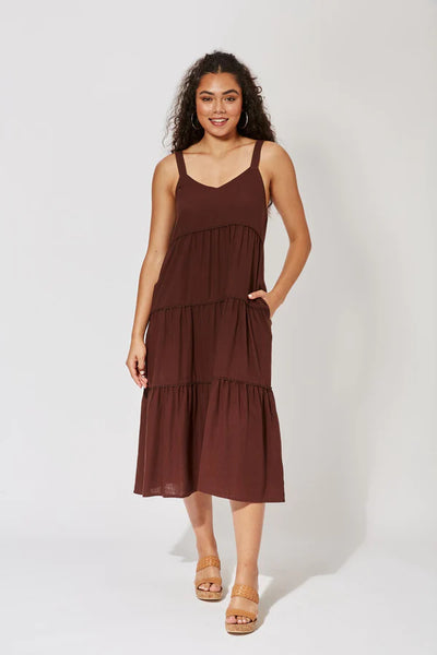 Haven Belize Tiered Maxi Dress In Henna