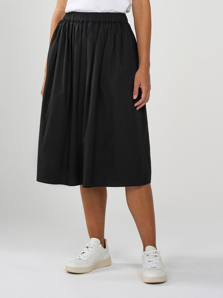 Knowledge Cotton Apparel  Poplin Elastic Waist Black Skirt