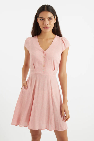 Lark London Louche Cathleen Mini Petite Dot Tea Dress Pink