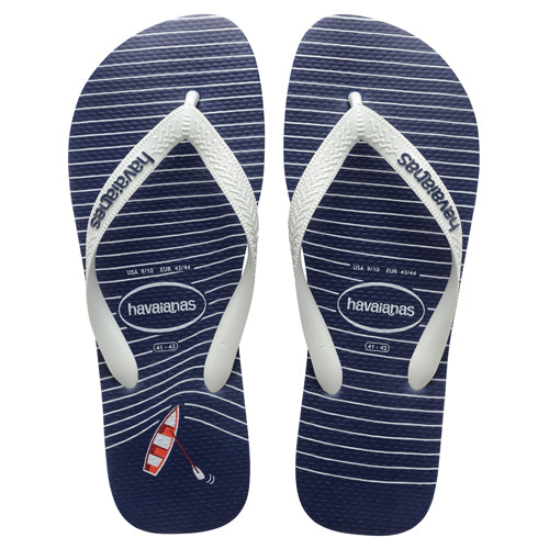 Havaianas Navy Blue and White Nautical Top Flip Flops