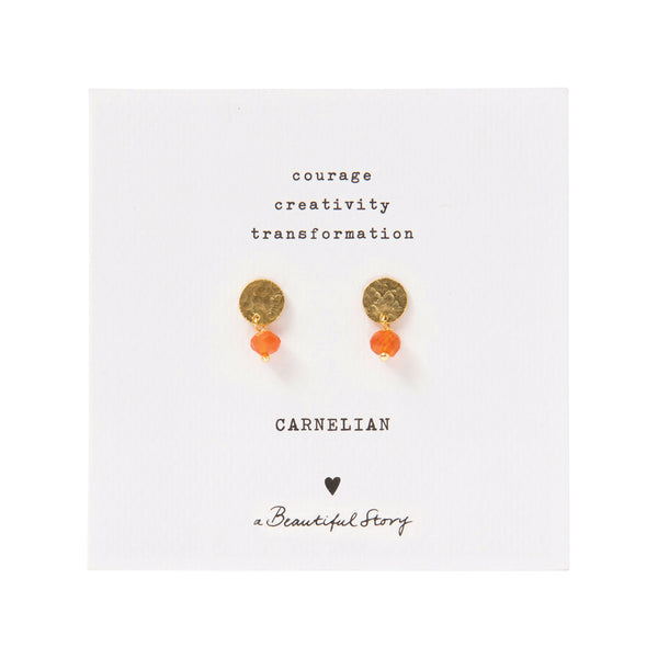 A Beautiful Story Mini Coin Carnelian Gold Earrings