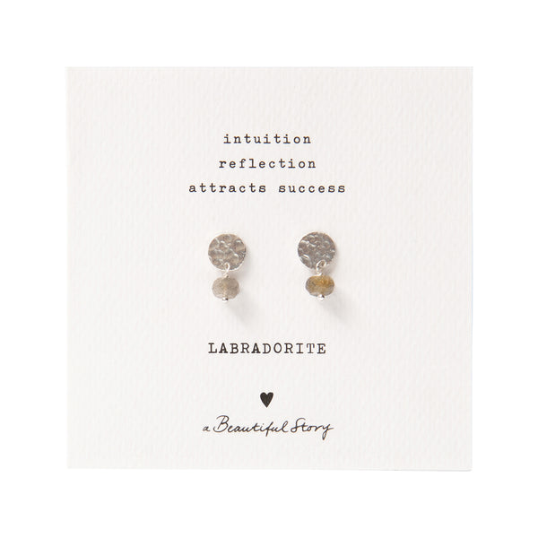 A Beautiful Story Mini Coin Labradorite Silver Earrings