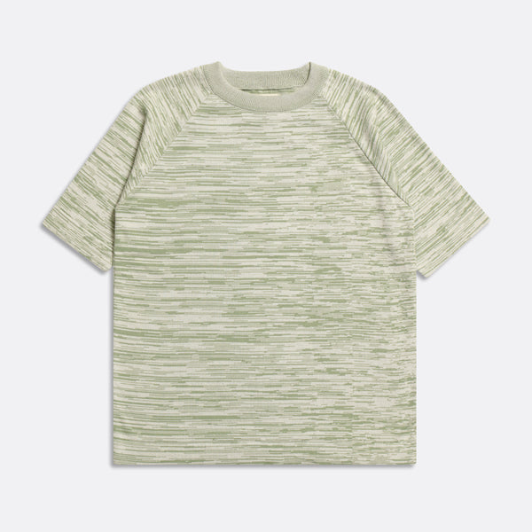 Far Afield Turf Green Twisted Yarn Newport Short Sleeves Knitted T Shirt