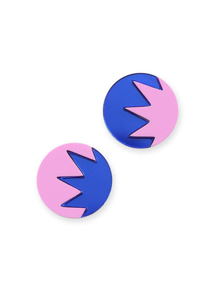Kam Creates Pink and Blue Wavy Acrylic Disc Studs