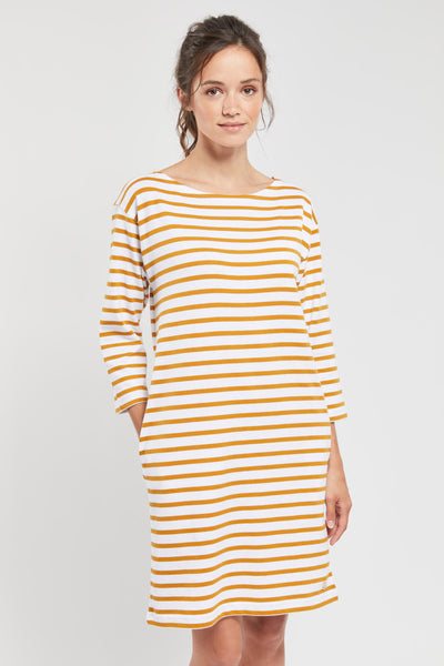 Armor Lux White Yellow Heritage Striped Dress