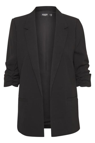 Soaked in Luxury  Black Shirley Blazer with Rouched Sleeves