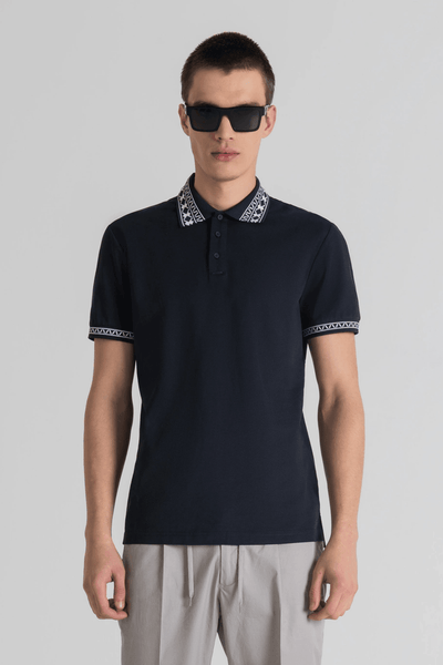 ANTONY MORATO Black Patterned Collar Polo Shirt