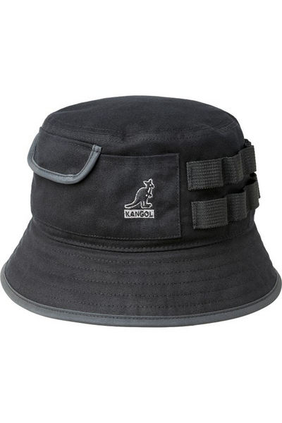Kangol Black Waxed Utility Bucket Hat 
