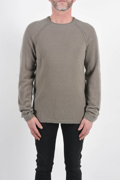 Daniele Fiesoli Taupe Boiled Wool Round Neck Knitted Sweater