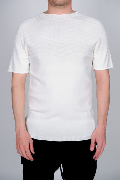 Daniele Fiesoli White Chevron Design Knit T Shirt 