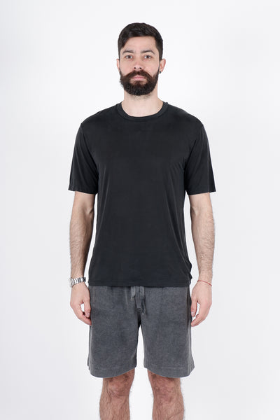 Daniele Fiesoli Black Cotton Silk Round Neck T Shirt 