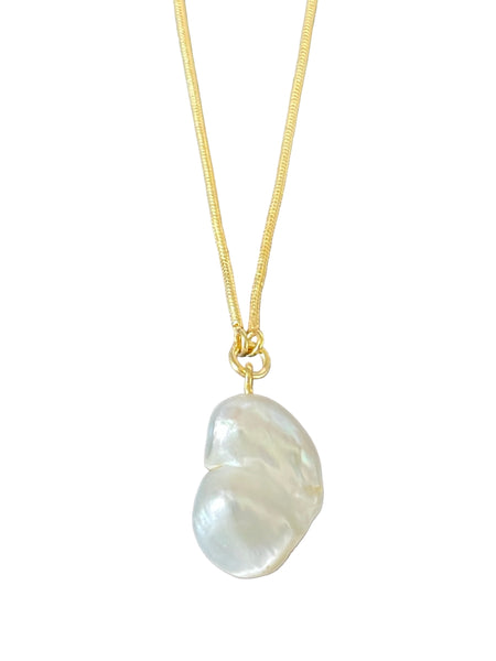 Window Dressing The Soul Wdts 925 Gold Snake Chain Faux Pearl Pendant