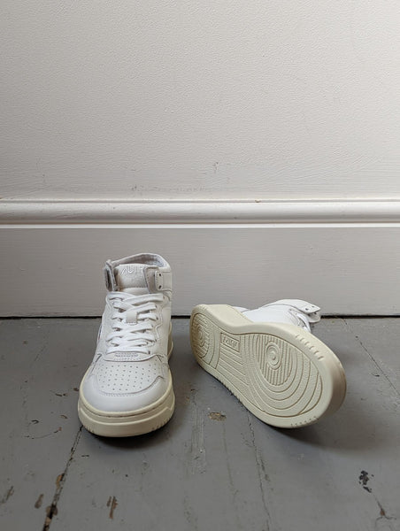 Autry Medalist White Goatskin Leather HI Top Sneakers