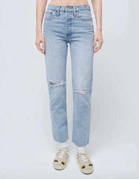 Re/Done Surf Blue Stovepipe Destroyed Jeans