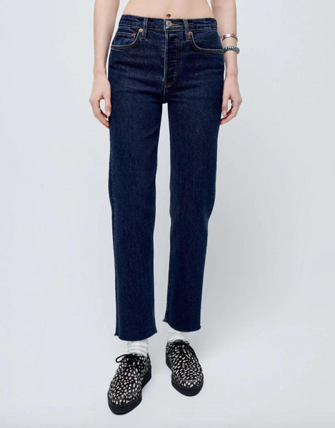 Re/Done Dark Rinse Stovepipe Jeans