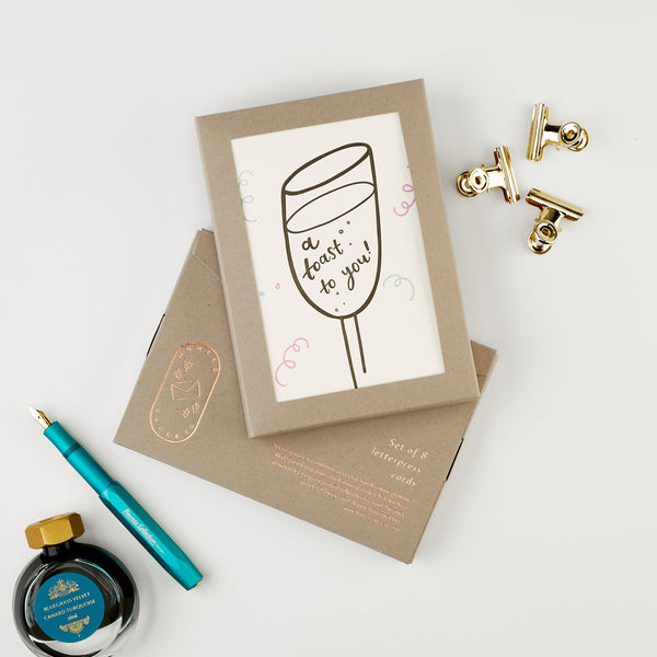 Hunter Paper Co. A Toast To You Pack Of 8 Letterpress Cards