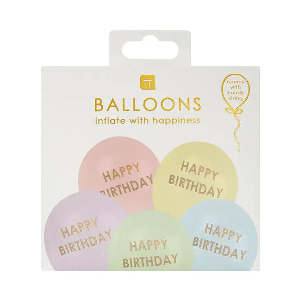 Talking Tables Pastel Happy Birthday Balloons - 5 Pack