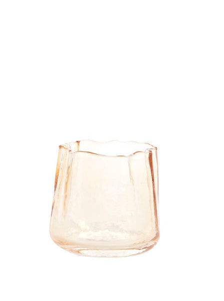 Light & Living Small Organic Glass Tealight Holder - Peach