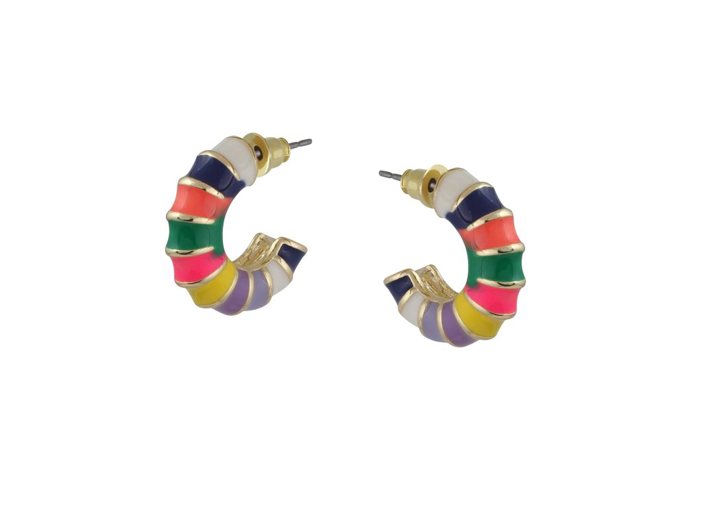 Big Metal Claire Multi Coloured Bamboo Hoops