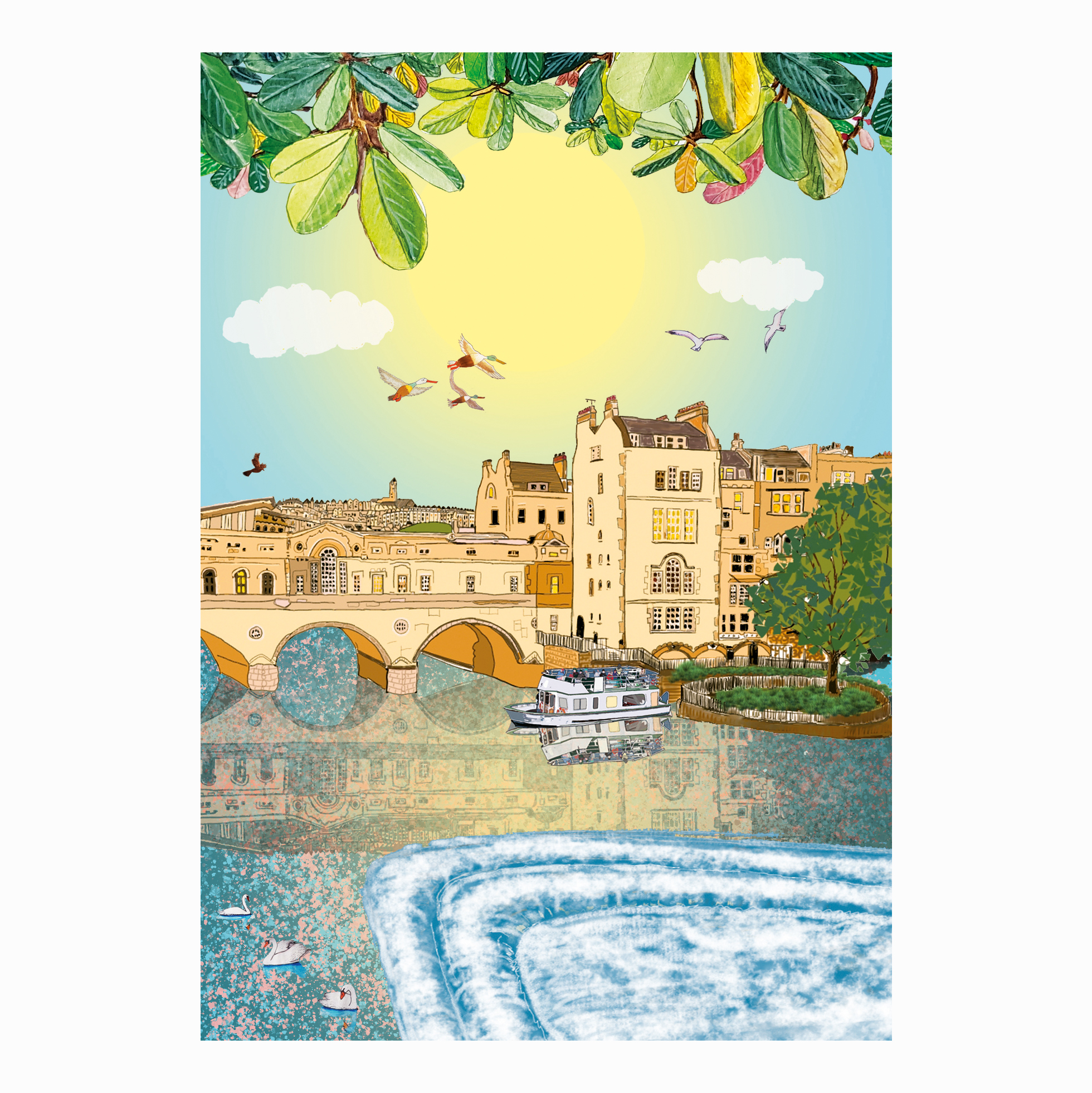 Wildflower Cards Pulteney Bridge Bath A3 Art Print