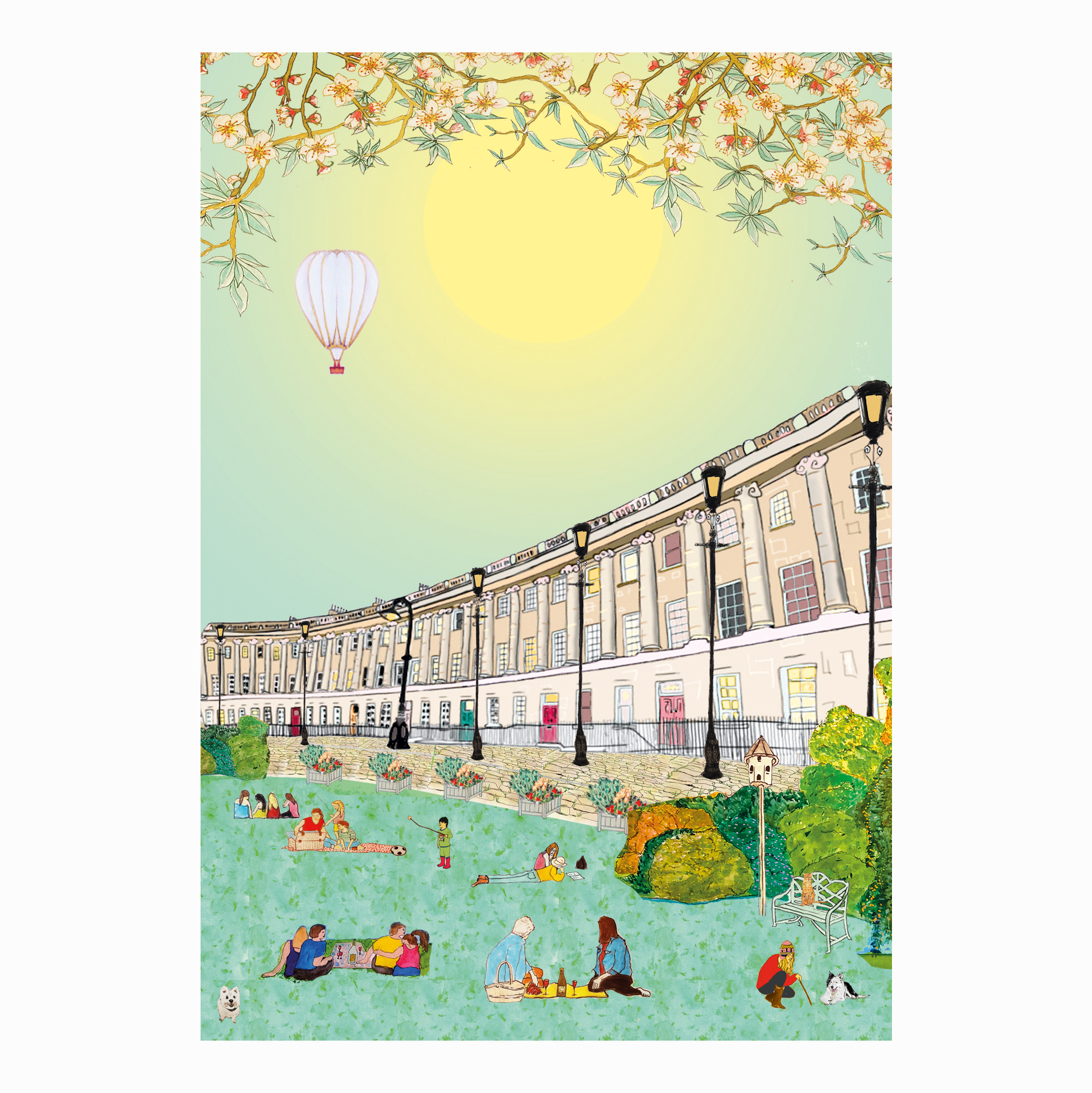 Wildflower Cards The Royal Crescent Bath - A3 Art Print