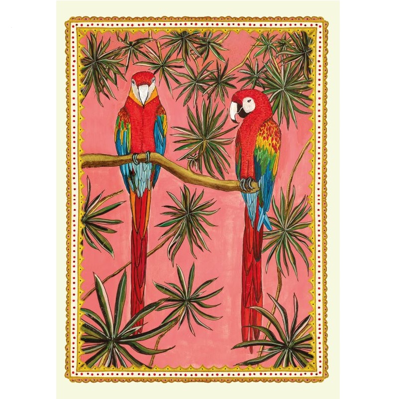 Wildflower Cards parrots and Plants A4 Art Print