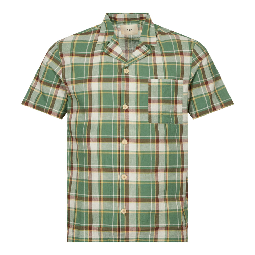 Folk Green Check Soft Collar Shirt