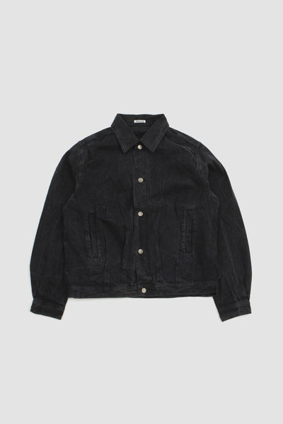 Selvedge Faded Light Denim Blouson Lightning Effect Black | Trouva