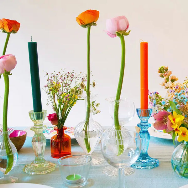 Talking Tables Boho Green Glass Flower Bud Vase