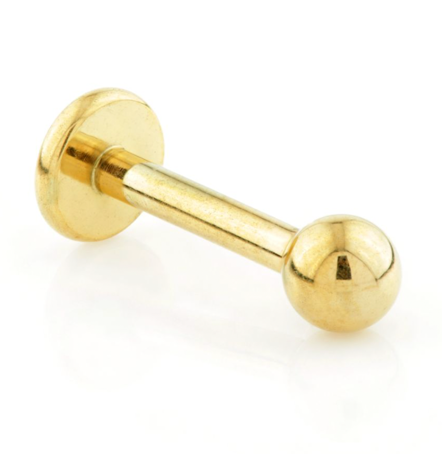 Last Night I Dreamt Wbj Yellow Gold Threadless Ti Micro Labret With Pop In Ball