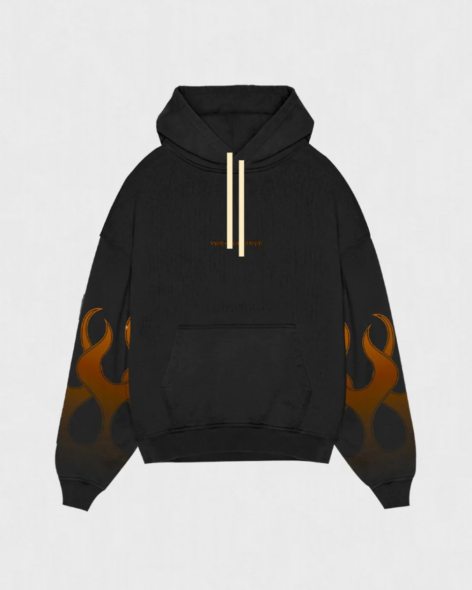 Vision Of Super  Black Negative Flames Hoodie