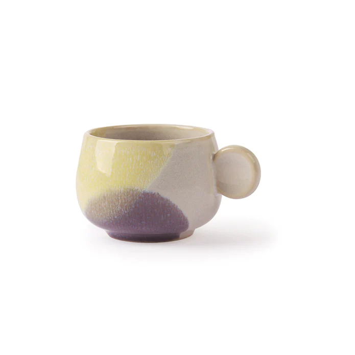 HK Living Coffee Cup Yellow/lilac - Gallery Ceramics