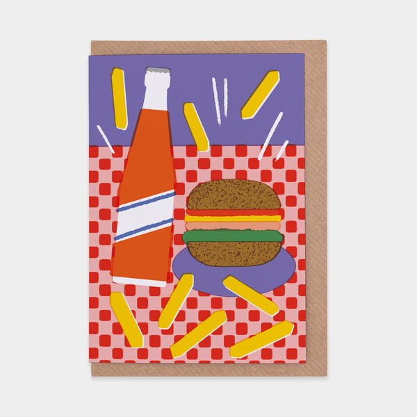  Elena Boils Burger & Fries Greetings Card
