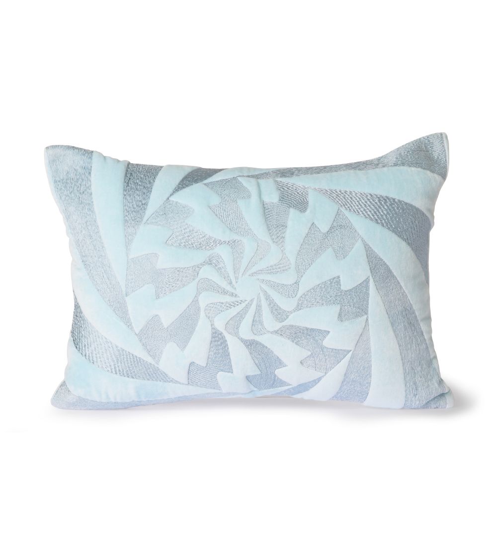 HK Living Graphic Embroidered Ice Blue Cushion 35x50
