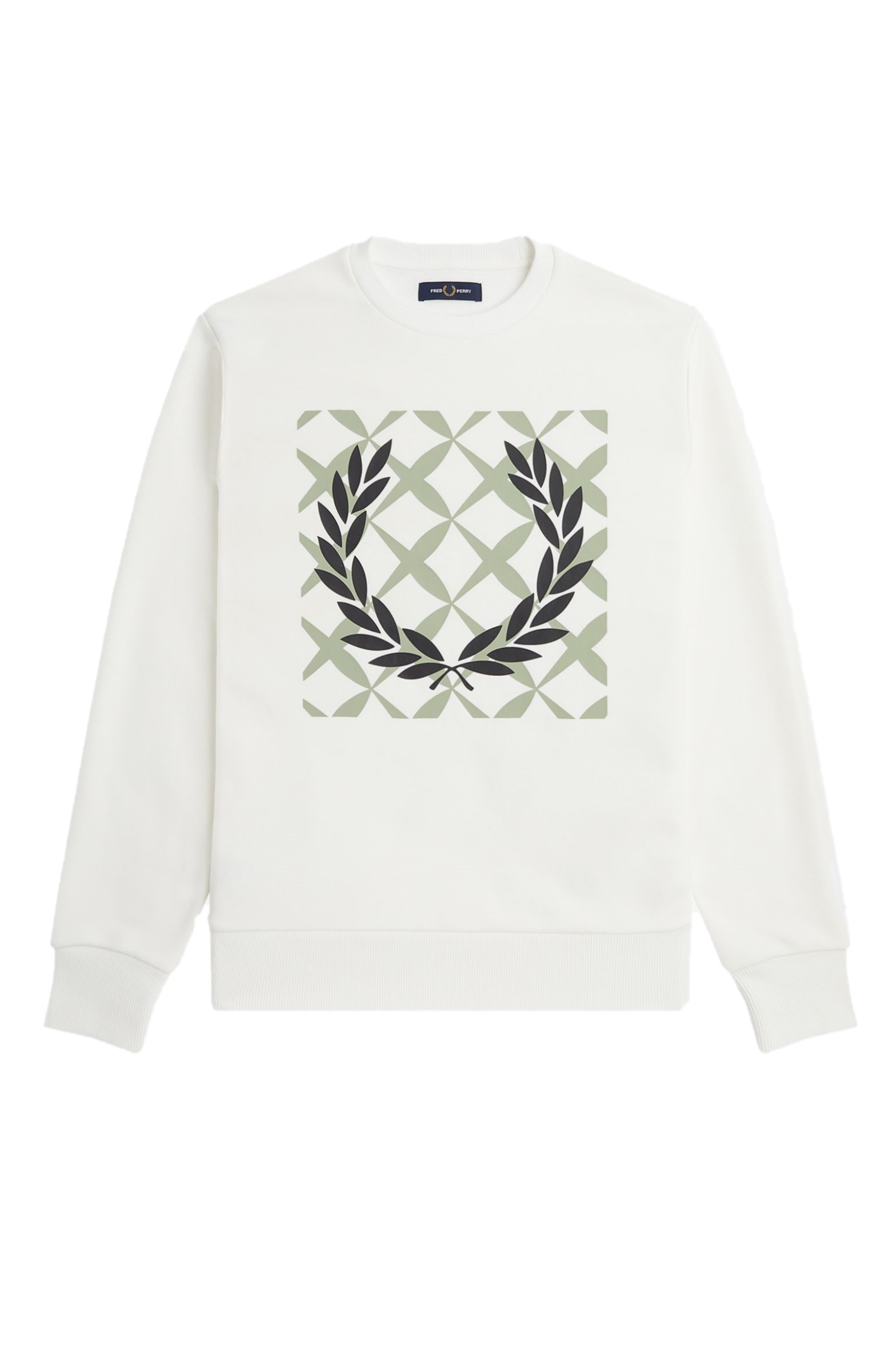 Fred Perry Fred Perry Crew Sweat Graphic Cross Stitch White