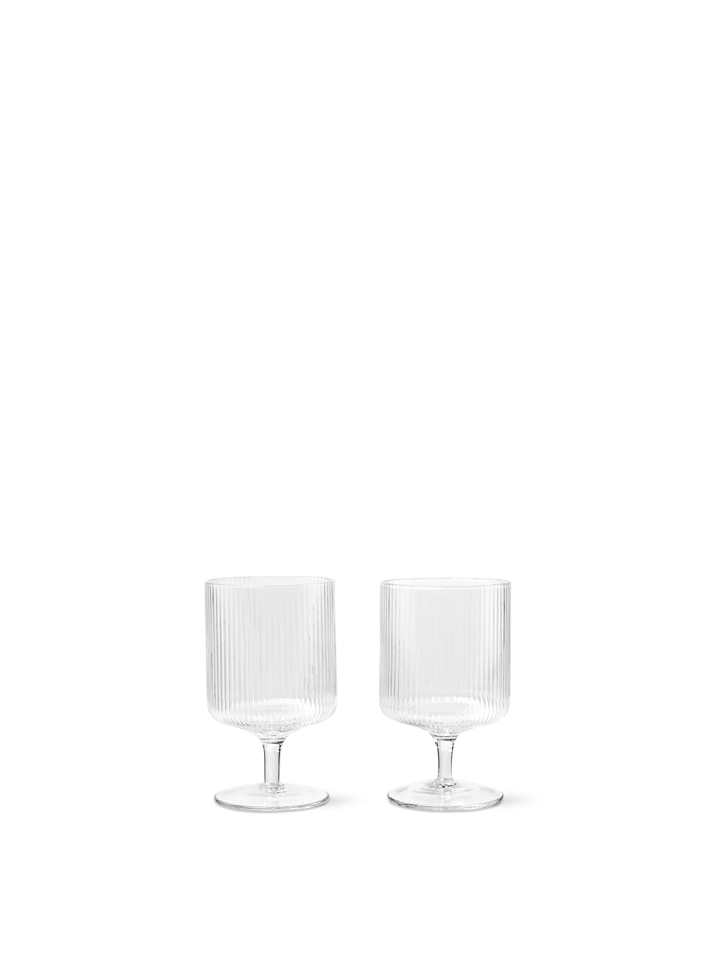 Ferm Living Set of 2 Clear Ripple Wine Glasses