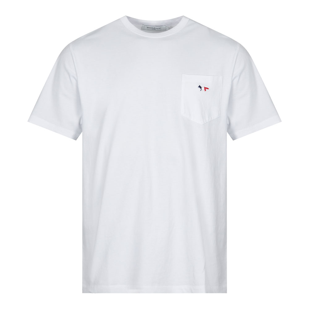 Maison Kitsune  White Tricolour Fox Pocket T Shirt