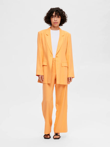 Selected Femme Slftania Slim Blazer In Tangerine