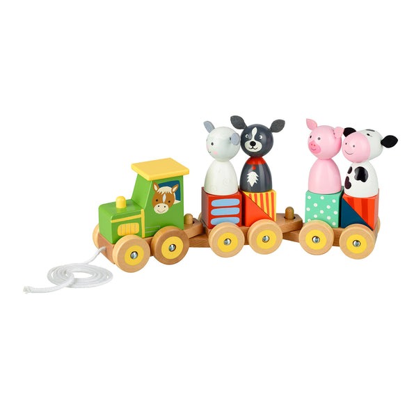 Orange Tree Toys Wooden Farm Animal Puzzle Train Toy