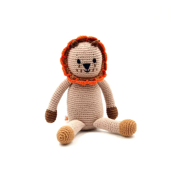 Pebblechild Crochet Toy Handmade Fairtrade Lion Rattle