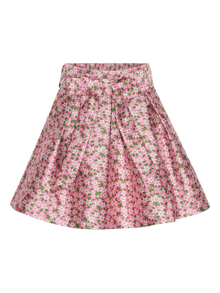 Custommade Rosabel Jacquard Pink Pleated Skirt