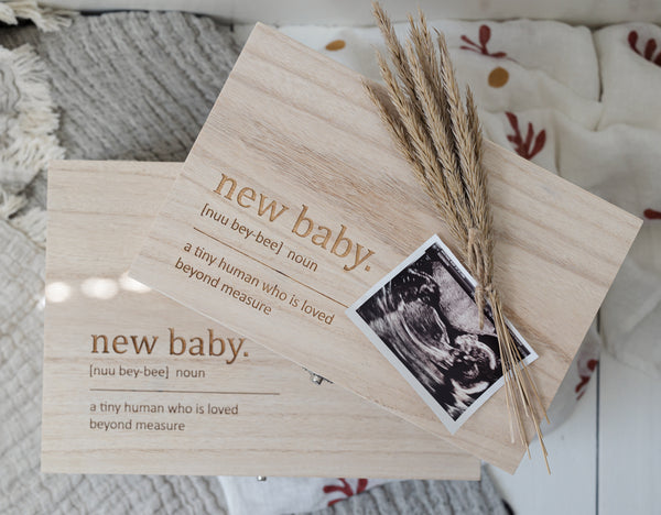 Fox & Bramble Large New Baby Wooden Baby Gift Box 