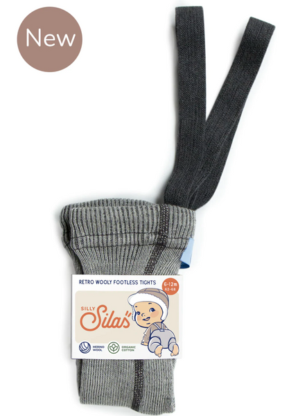 Silly Silas Granite Grey Wooly Footless Tights 