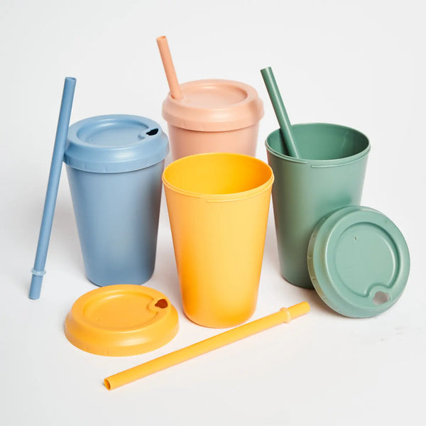 Neon Kactus Kids 4pk Cups With Lids And Straws