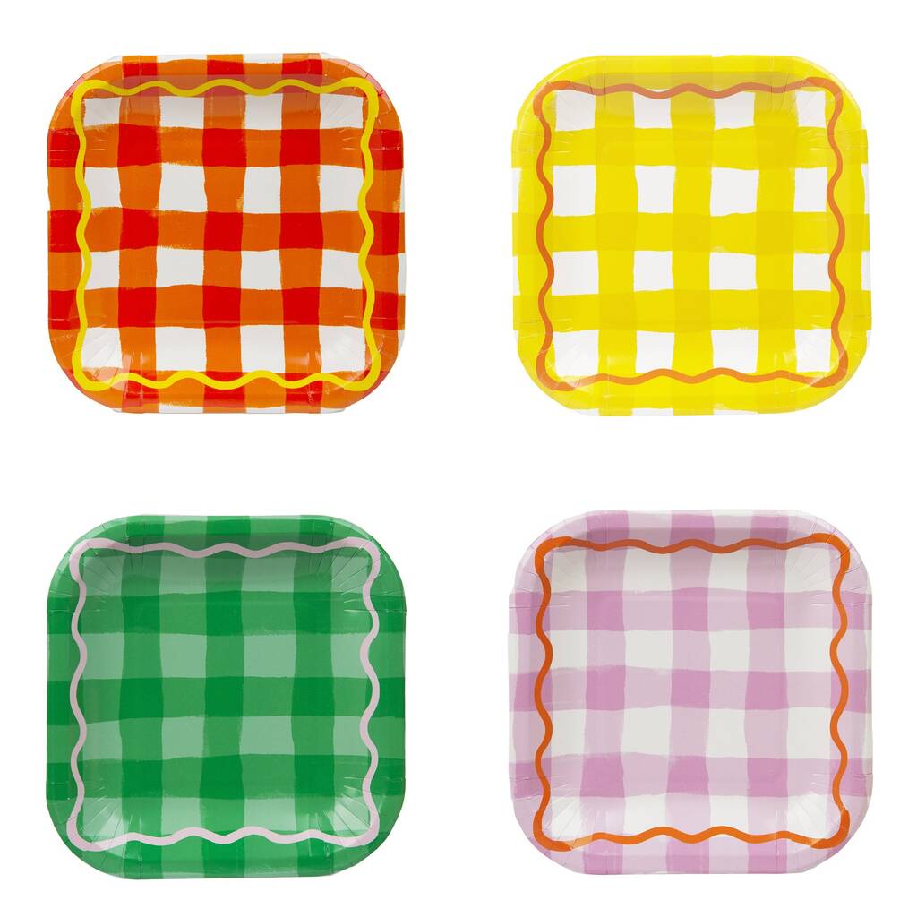 Talking Tables Set Of 12 Gingham Party Paper Plates