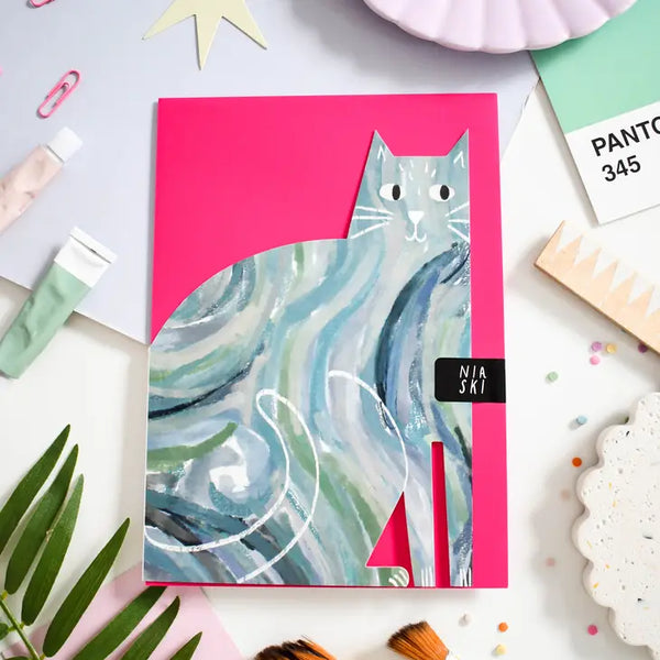 Niaski Starry Skies Cat Cut Out Card