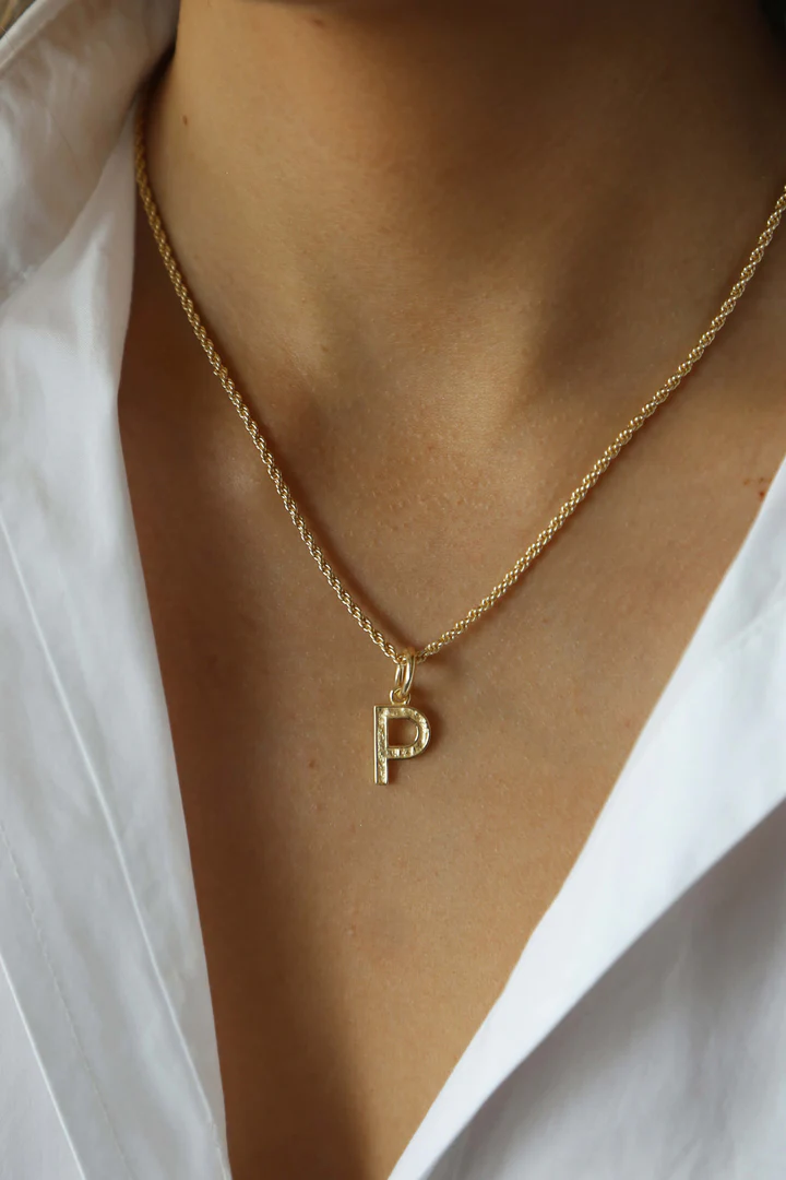 Tutti & Co Gold Initial P Rope Chain Necklace