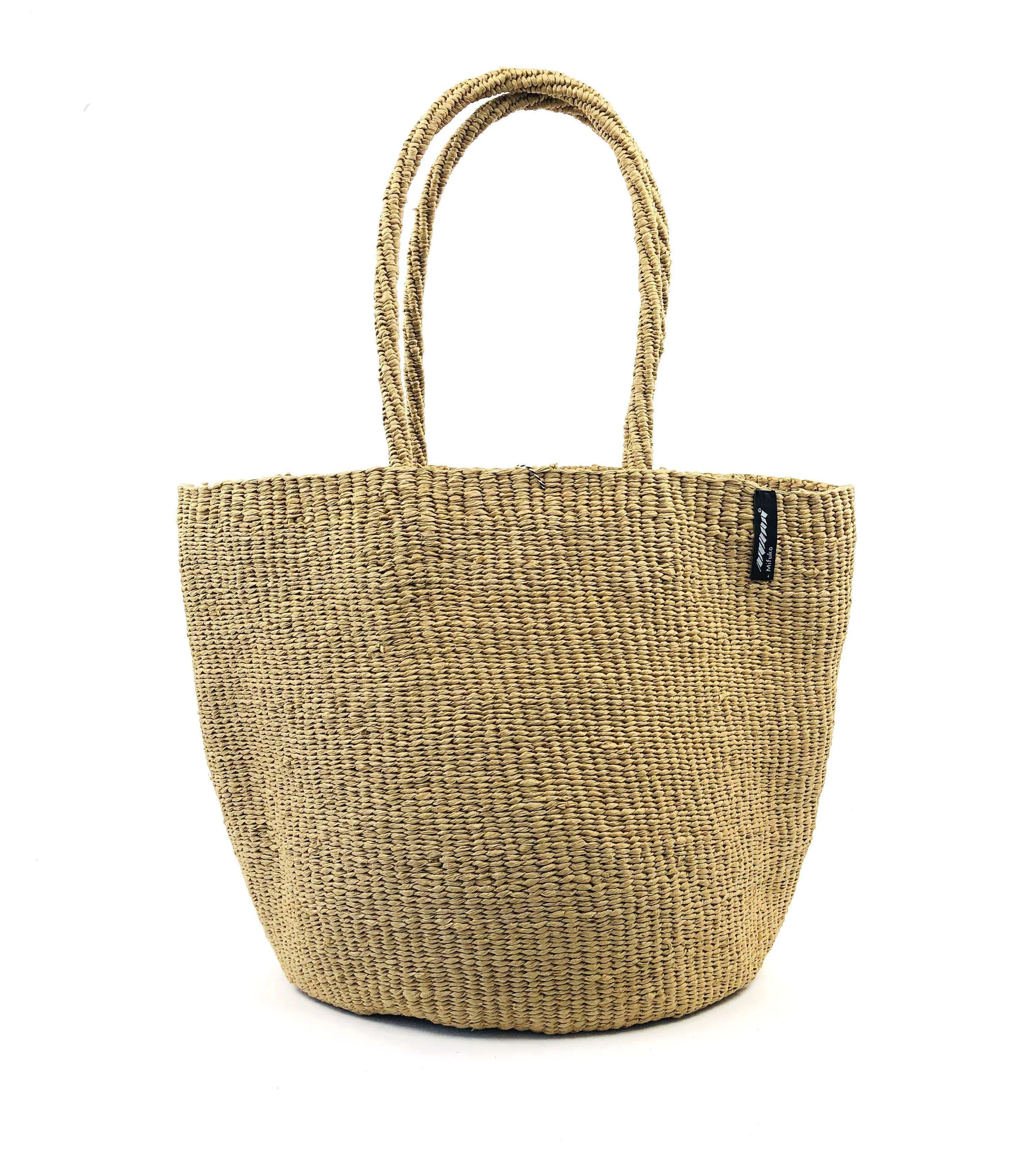 mifuko Medium Brown Kiondo Shopper Basket with Woven Handle