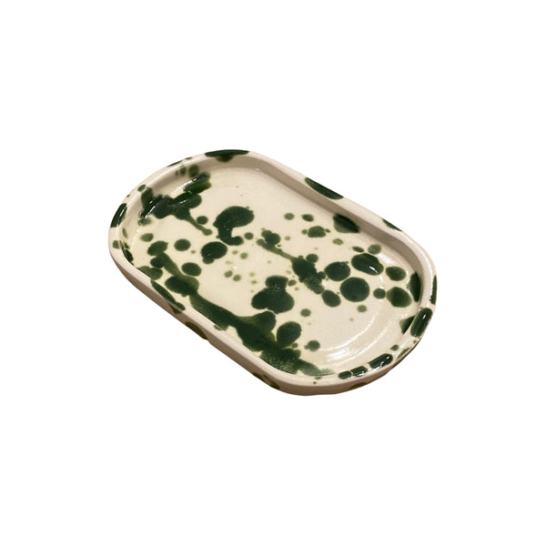 Rebecca Perry Ceramic Design Trinket Dish Rounded Ceramic Olive Green Splatter